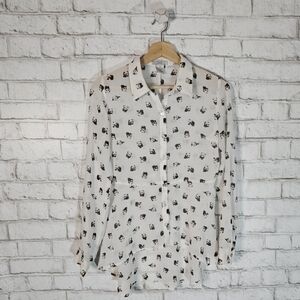 ☆ DEB Sheer Panda Print Blouse, S ☆
